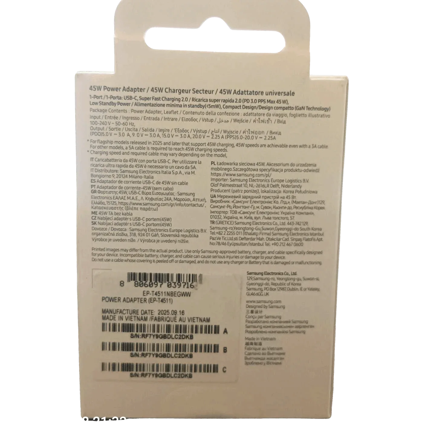 Samsung 45W PD Power Adapter Original - LebTech-store