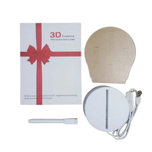 3D Creative Visualization Lamp with packaging on a white background