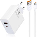 67W power adapter with USB-C cable on a white background