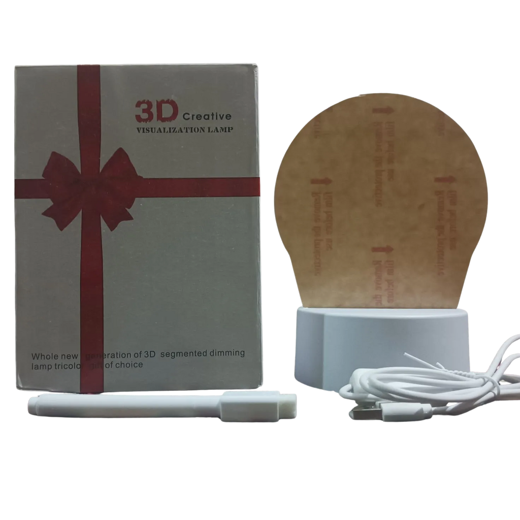 3D Creative visualization lamp with packaging and accessories on a white background