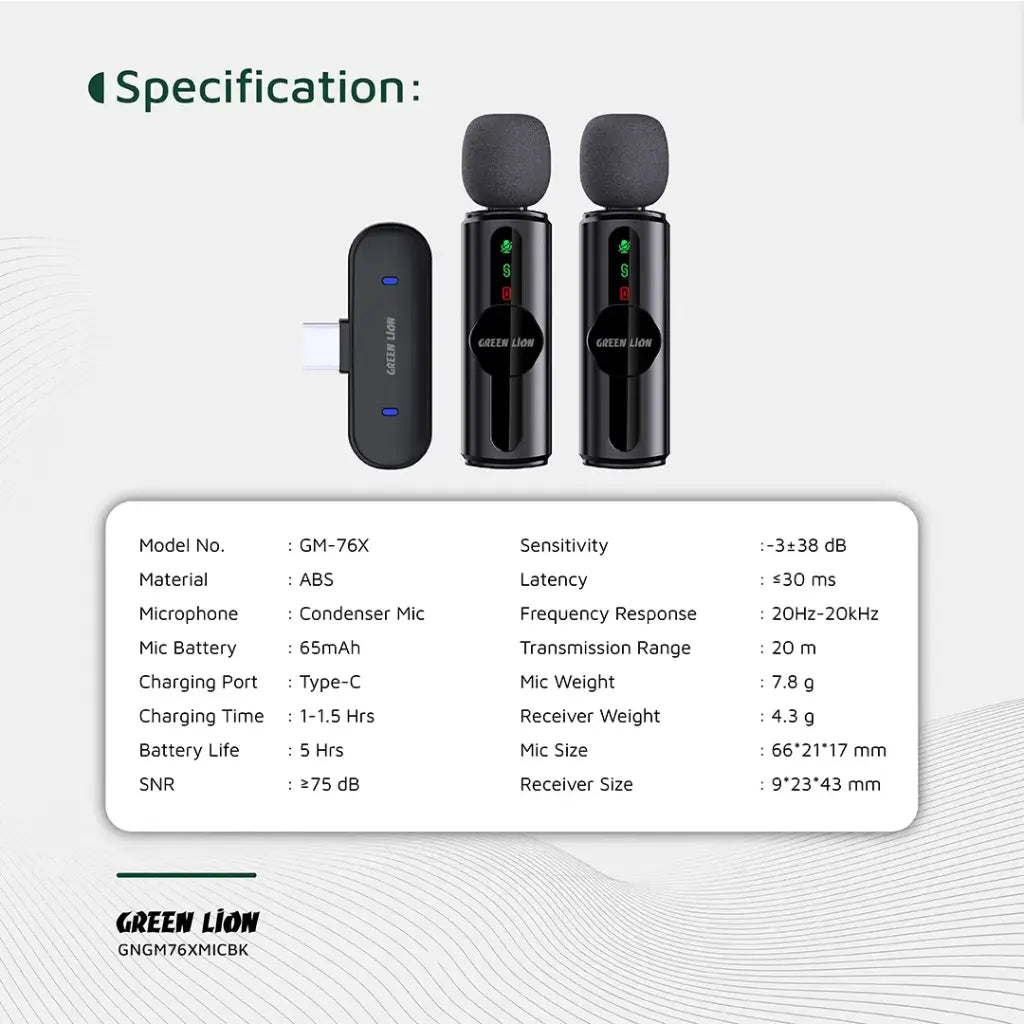 Lebtech GreenLion GM-76X Wireless Microphone 3-in-1-Buy Online|LebTech Lebanon ...