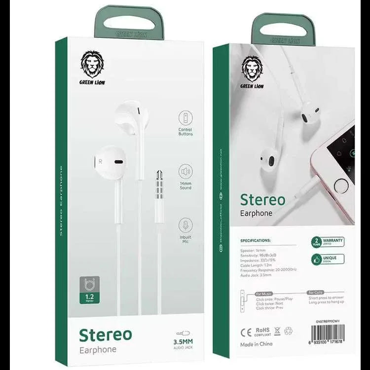 Green Lion Stereo Earphones (3.5mm Jack) - LebTech-store