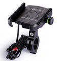 Geatix M16 Motorcycle Phone Holder showing Quick Charge 3.0 USB port and handlebar mount - Lebtech Store-Lebanon
