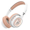 Green Lion GK-600 Kids Wireless Headphones Pink and white headphones with a cartoon design on a white background