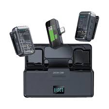 GreenLionGM-90XType-CMicrophone-Black Multiple electronic devices on a charging station with a white background