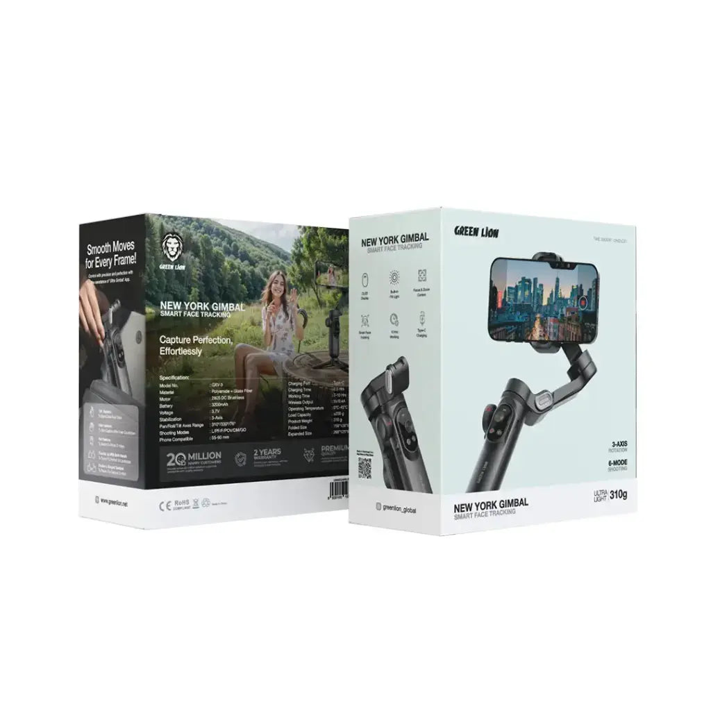 Two boxes of a New York Gimbal product on a white background
