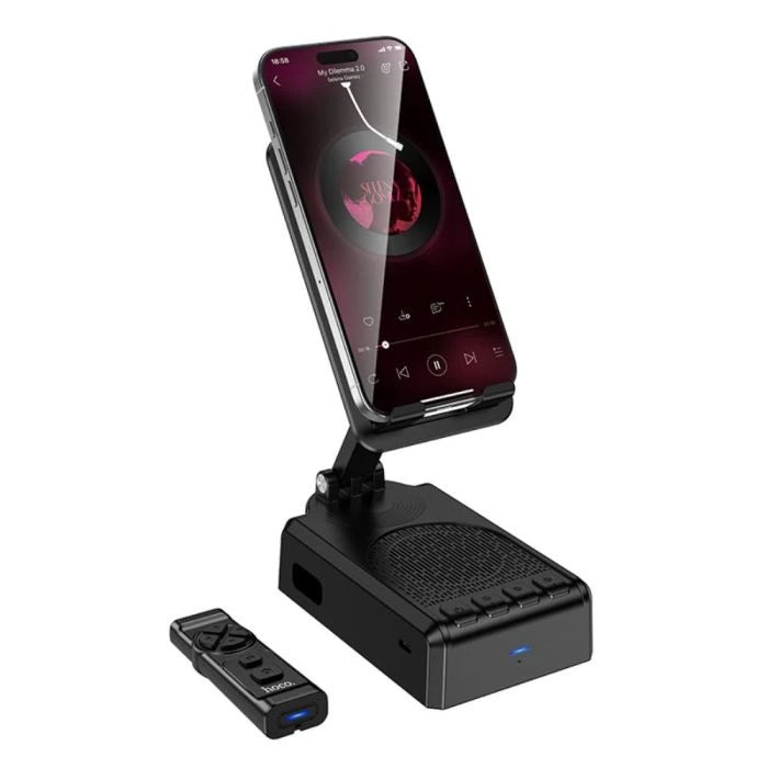 Phone dock with smartphone on a white background