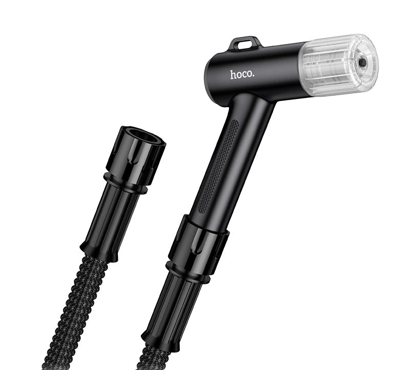 Black HOCO water gun with a clear nozzle attachment on a white background, featuring the brand 'hoco'.