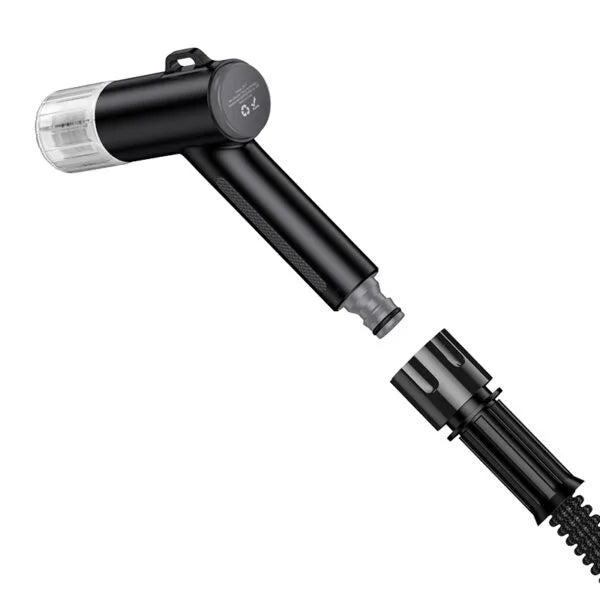 Black water gun HOCO with a nozzle attachment on a white background