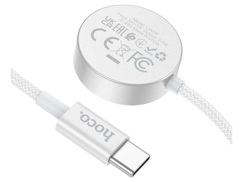 White USB cable with 'HOCO' branding on a white background