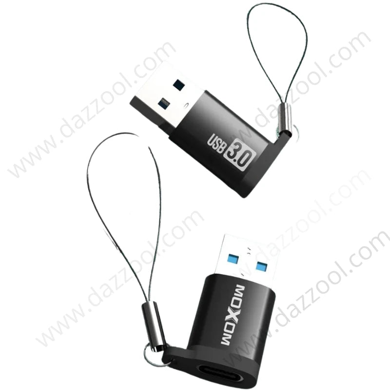 MOXOM OTG Adapter MX-CB144 AP showing USB 3.0 connector and built-in lanyard - Lebtech Store Lebanon.