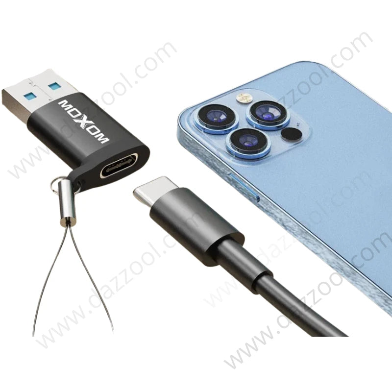  MOXOM OTG Adapter MX-CB144 AP main view showing USB-C to USB 3.0 connectivity for iPhone at Lebtech Store Lebanon.