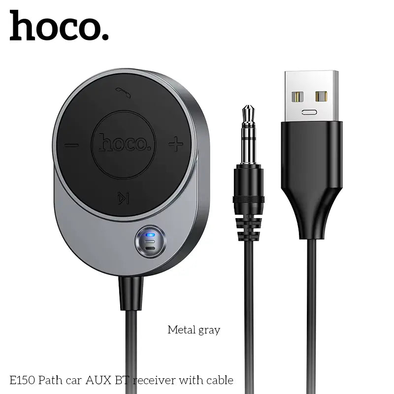 Hoco car AUX BT receiver with cable on a white background - Lebtech Store
