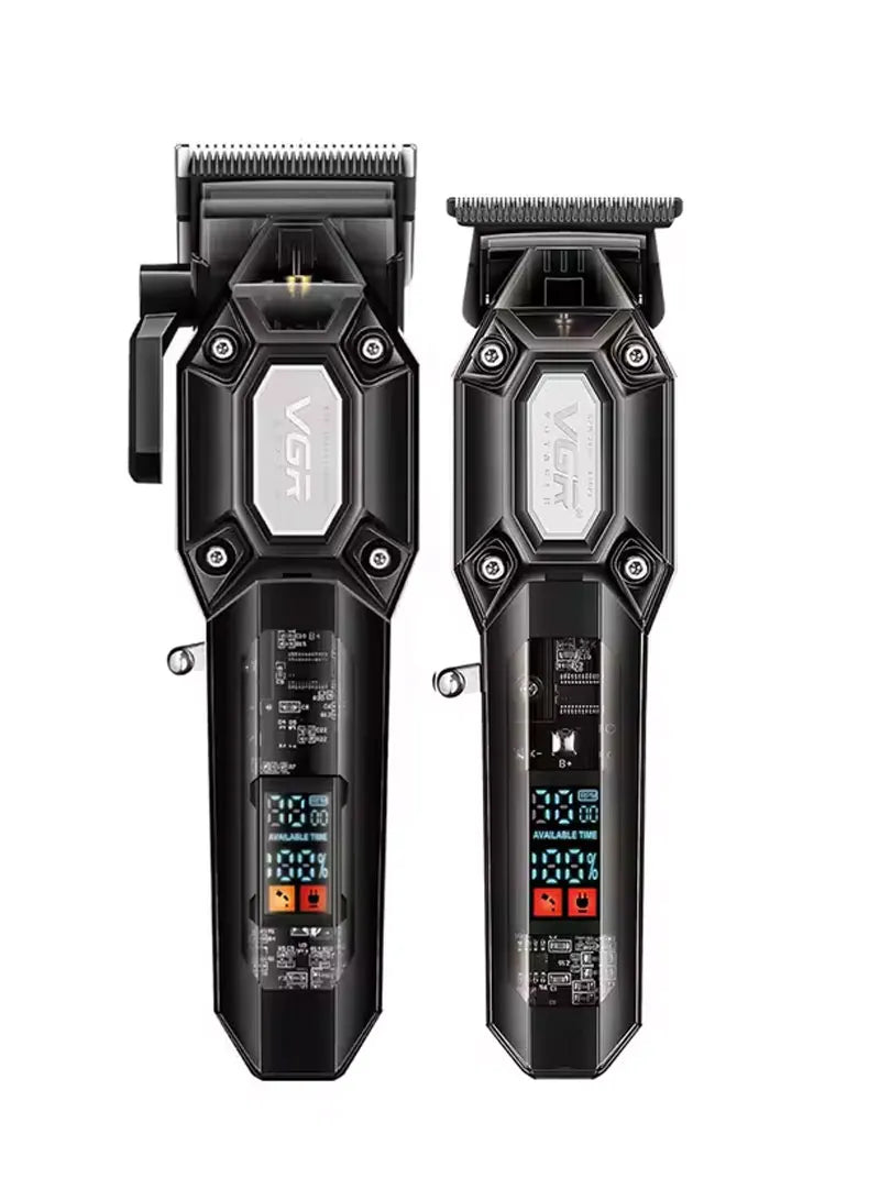 VGR Two black hair trimmers with digital displays on a white  - Lebtech store Lebanonbackground
