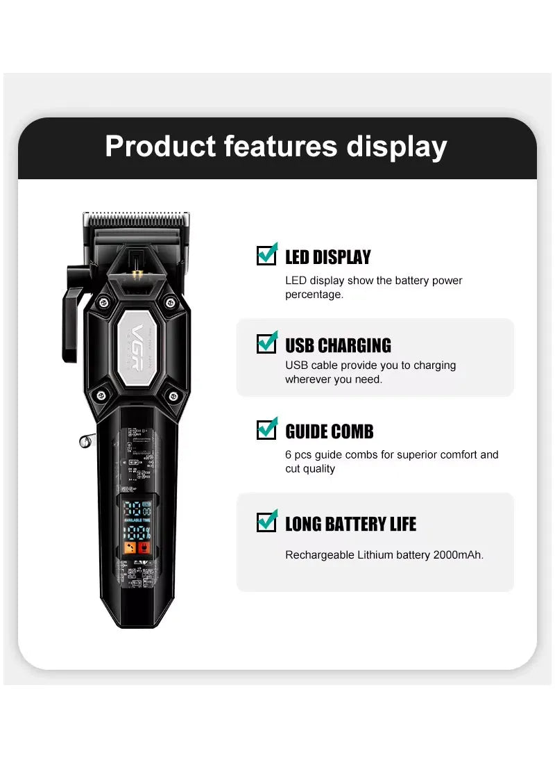 VGR Hair trimmer with features displayed on a white background - Lebtech store Lebanon