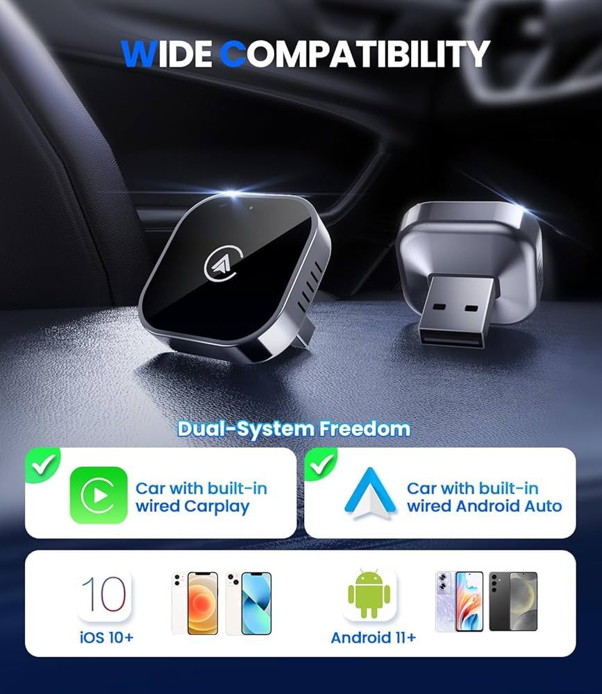 Teeran 2-in-1 Wireless CarPlay & Android Auto Adapter
