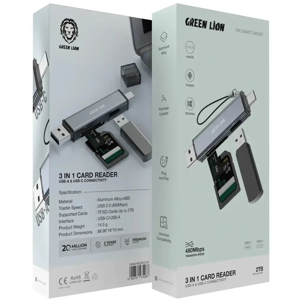 Green Lion 3-in-1 Card Reader USB-C 480Mbps-Buy Online|LebTech Lebanon ...