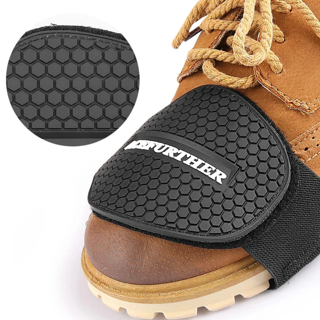 Close up graphic layout highlighting the textured honeycomb non slip rubber surface design on the Acefurther motorcycle shifter shoe protector pad from Lebtech Store Lebanon.