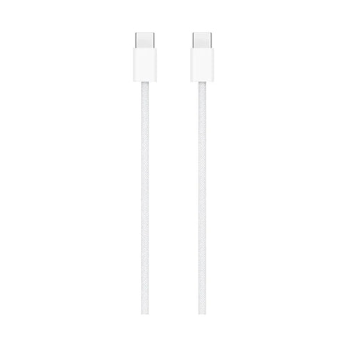 Apple braided USB-C charging cable tips in white,