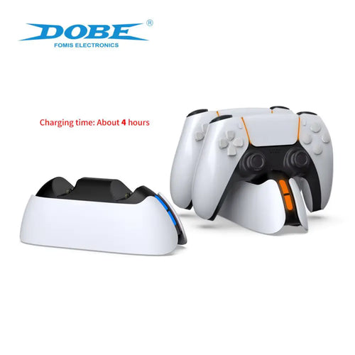 Dobe TP5-1501X Dual Charging Station showing a 4-hour charging time feature with blue and orange LED statuses - Lebtech Store.