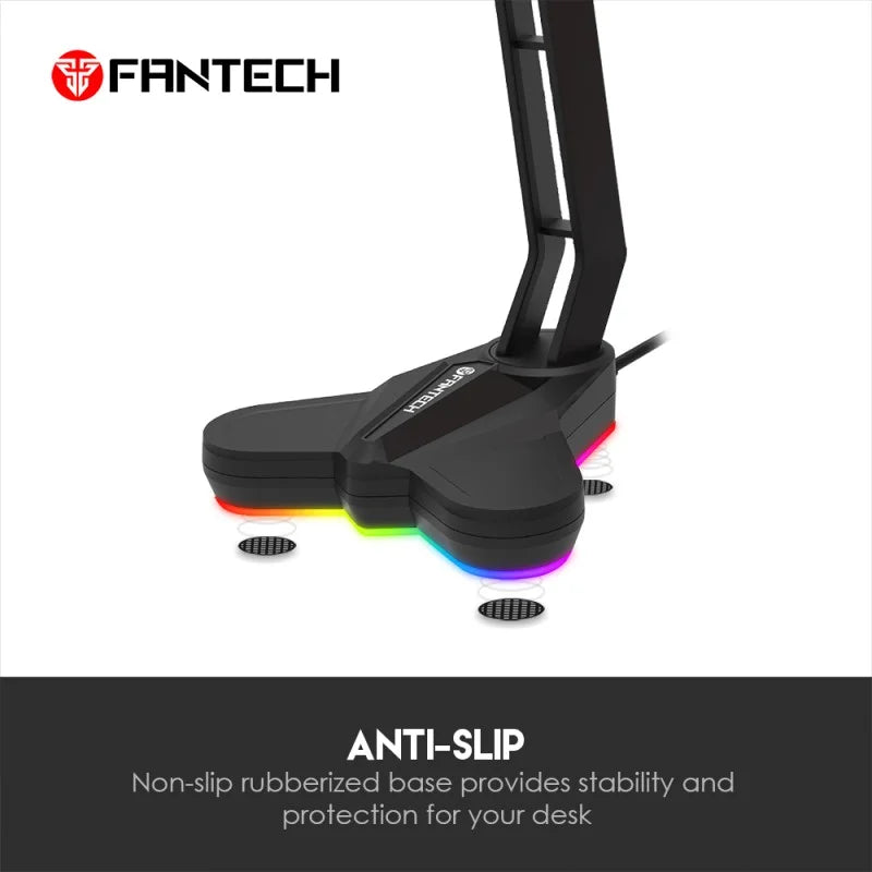 Gaming desk lamp with RGB lighting and anti-slip base on a white background, featuring the Fantech brand.
