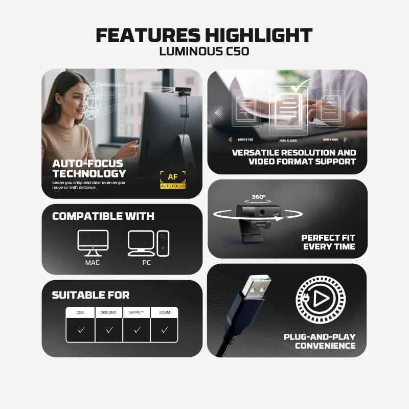 Features highlight of Luminous C50 product on a white background