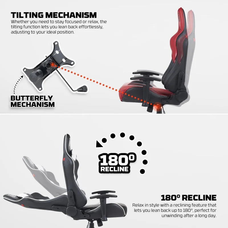 Technical diagram of the Fantech GC194 tilting butterfly mechanism and 180-degree recline feature at LebTech Store Lebanon, allowing for personalized relaxation and focus for customers across Lebanon.