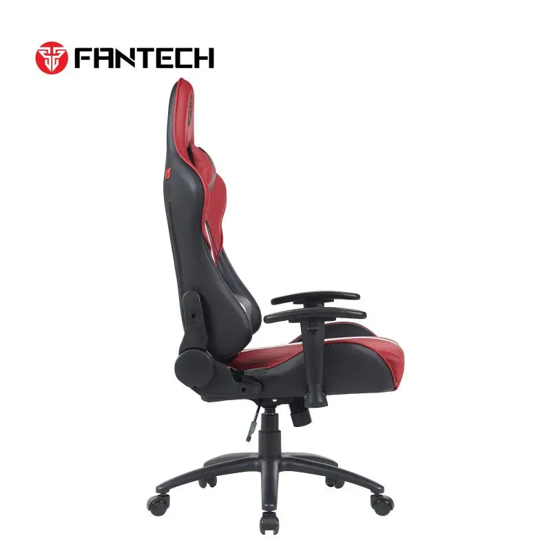 Side profile view of the Fantech GC194 Red and Black gaming chair at LebTech Store Lebanon, highlighting the slim ergonomic high-back design, adjustable lumbar support, and 2D armrests for professionals and gamers in Lebanon.