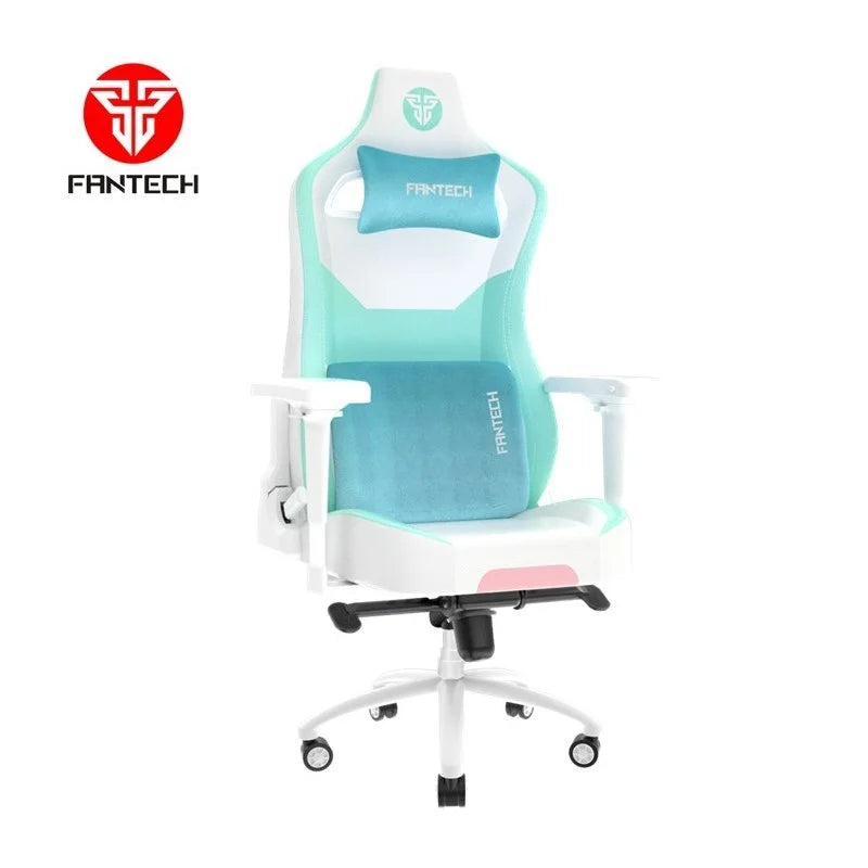 Fantech Alpha GC283 Gaming Chair in Mint and White at LebTech Store Lebanon, featuring 4D armrests, a clean aesthetic design, and high-quality hydraulic pistons for the best gaming setup in Lebanon
