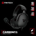 Fantech Carbon 7.1 gaming headset with features highlighted on a black background