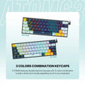 Keyboard with 3 colors combination keycaps on a light blue background