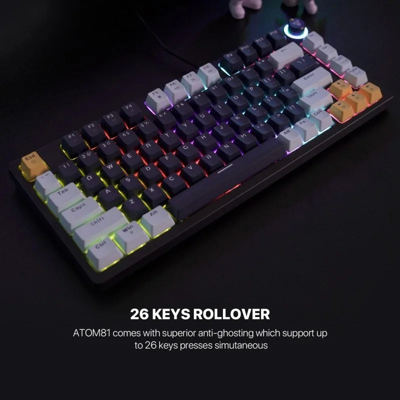 Mechanical keyboard with RGB lighting on a dark background