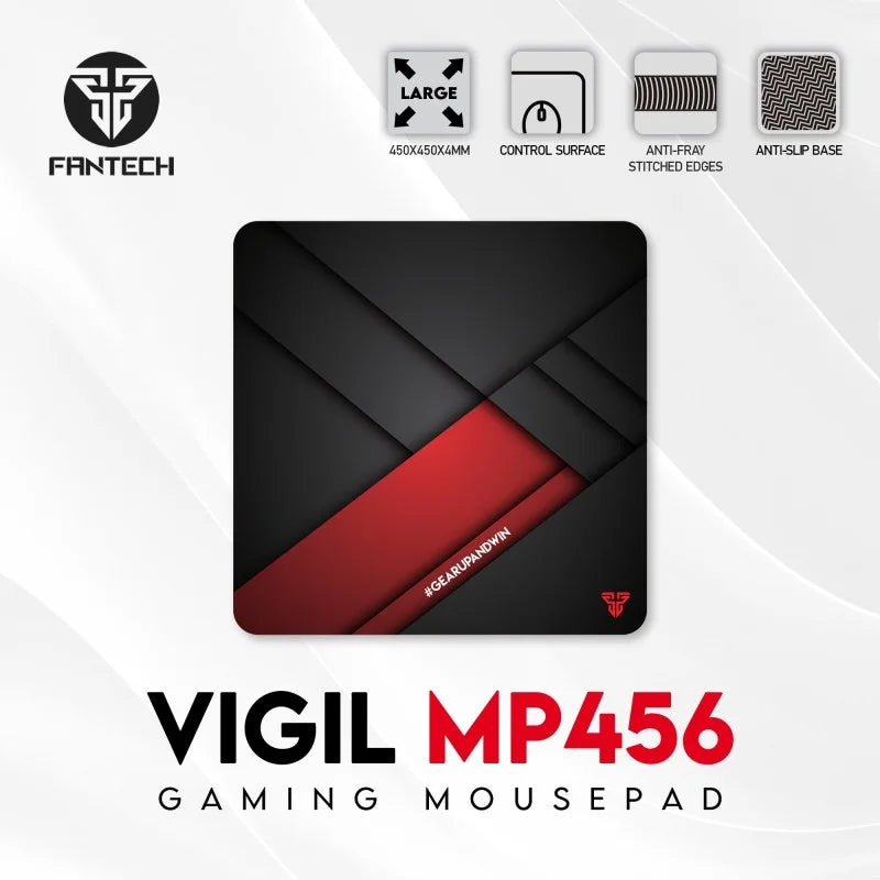 Fantech Vigil MP456 gaming mousepad with features on a white background