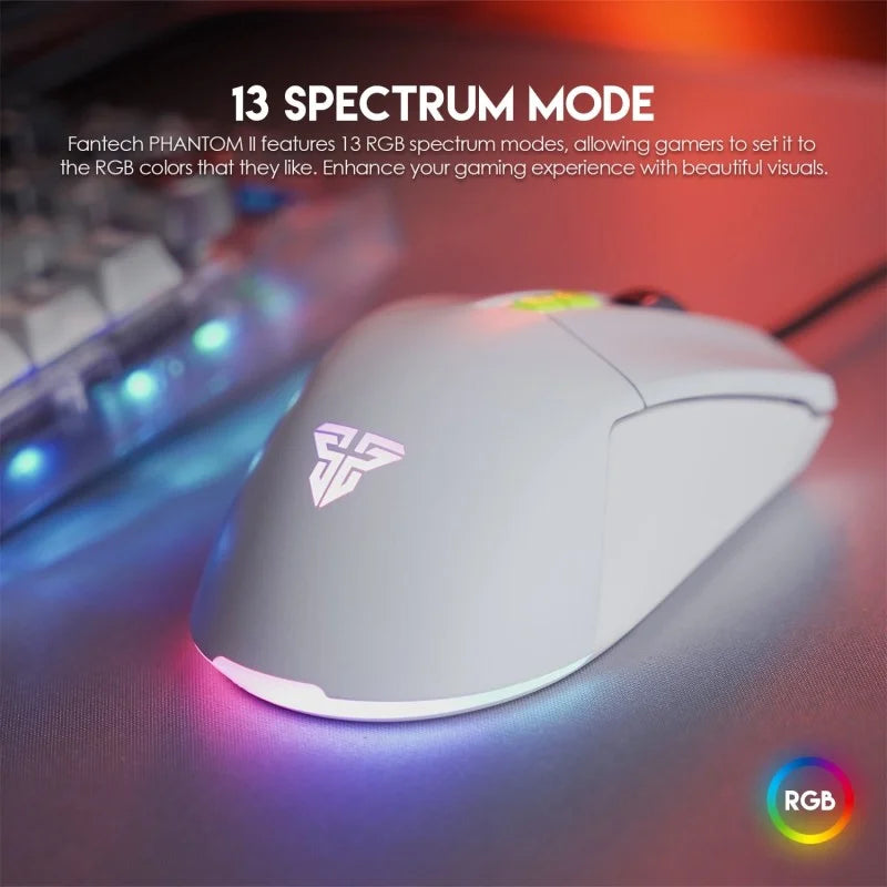 Gaming mouse with RGB lighting effects on a blurred background