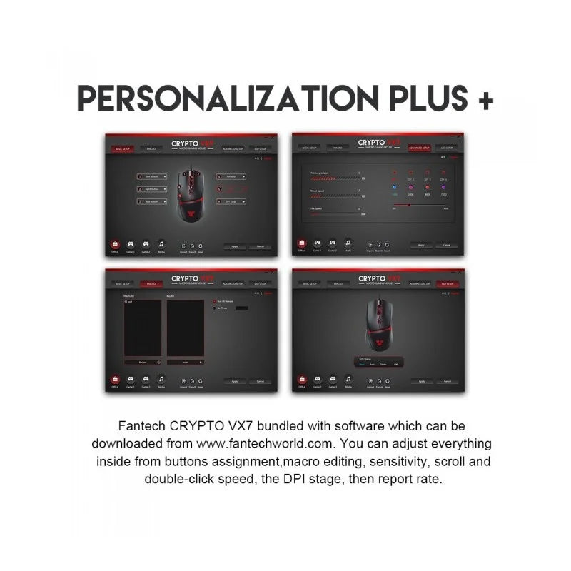 Gaming mouse with software interface on a white background