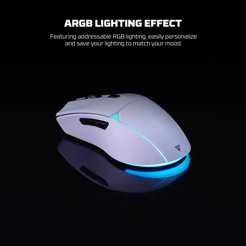 Gaming mouse with ARGB lighting effect on a black background