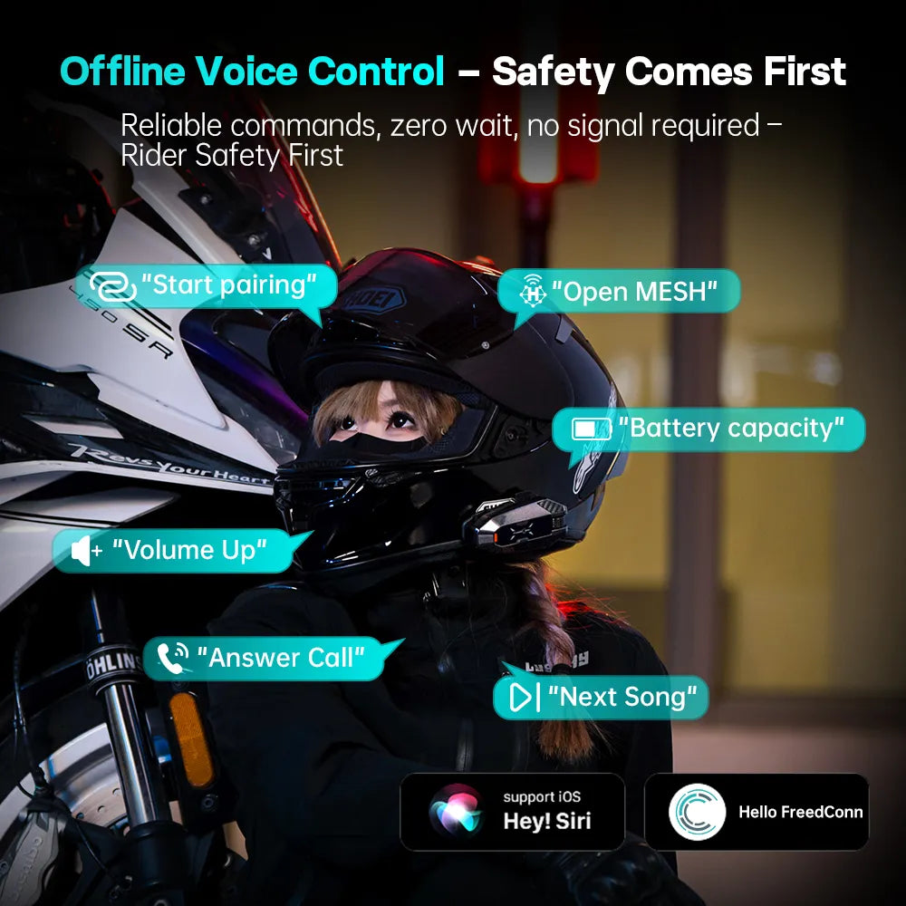 FreedConn FM10 intercom showcasing offline voice control macro command mapping interface from Lebtech Store Lebanon
