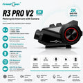 FreedConn R3 PRO V2 motorcycle intercom showing 2K QHD 1440p camera and 2500mAh battery features from Lebtech Store Lebanon
