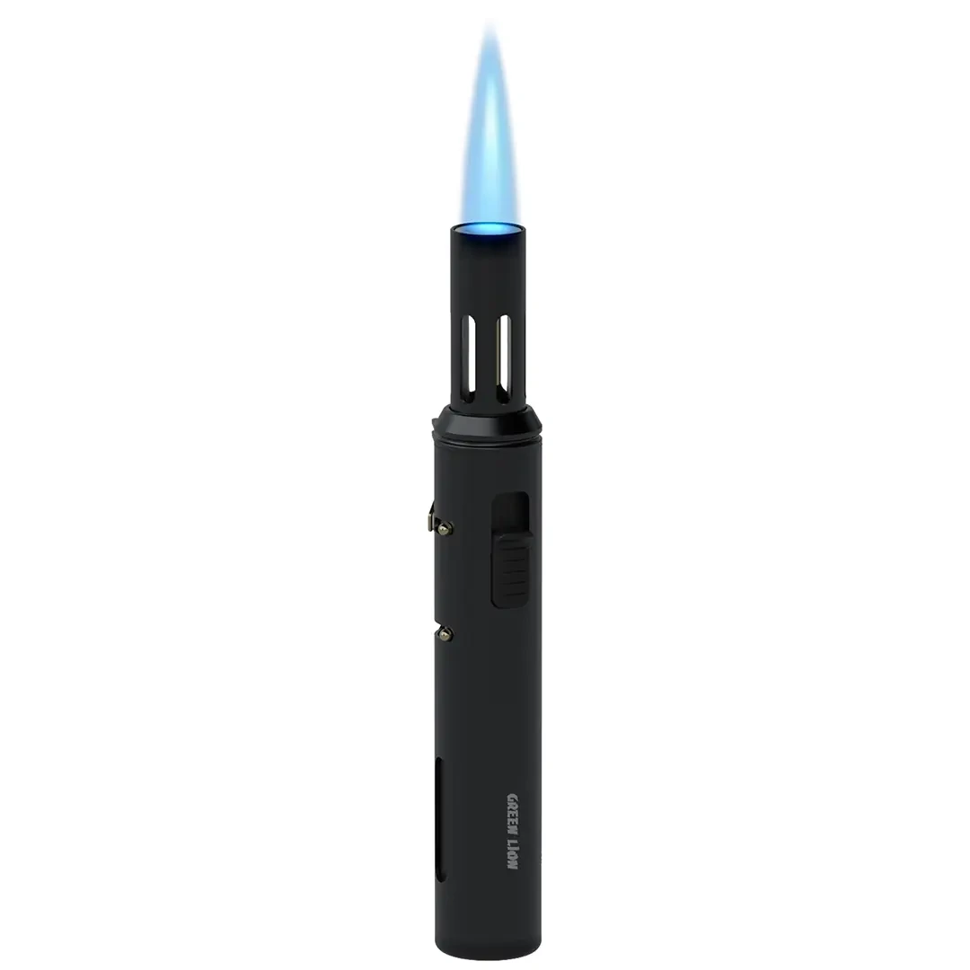 Green Lion Storm Lighter X GTL51 black torch lighter with blue flame and sliding ignition switch