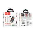 Front and back packaging of the Hoco E95 Quest 3-in-1 camera detector and anti-lost device showing its Apple Find My compatibility, global positioning, and fall vibration alarm details from LebTech Store.