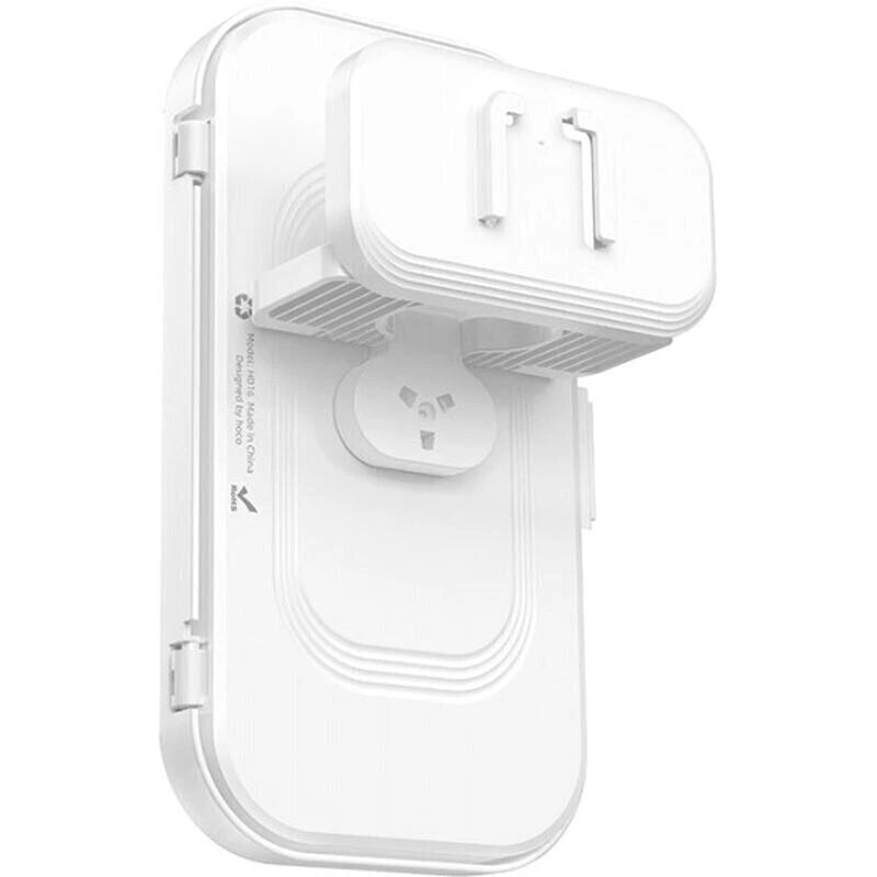 The white back mount mechanism of the HOCO HD16 waterproof phone holder, showcasing its heavy-duty wall attachment system from Lebtech Store in Lebanon.