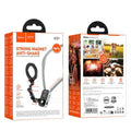 Front and back views of the official orange and white retail packaging box for the Hoco K31 Field magnetic anti-shake neck-hanging phone mount, available from Lebtech Store with fast delivery across Lebanon.