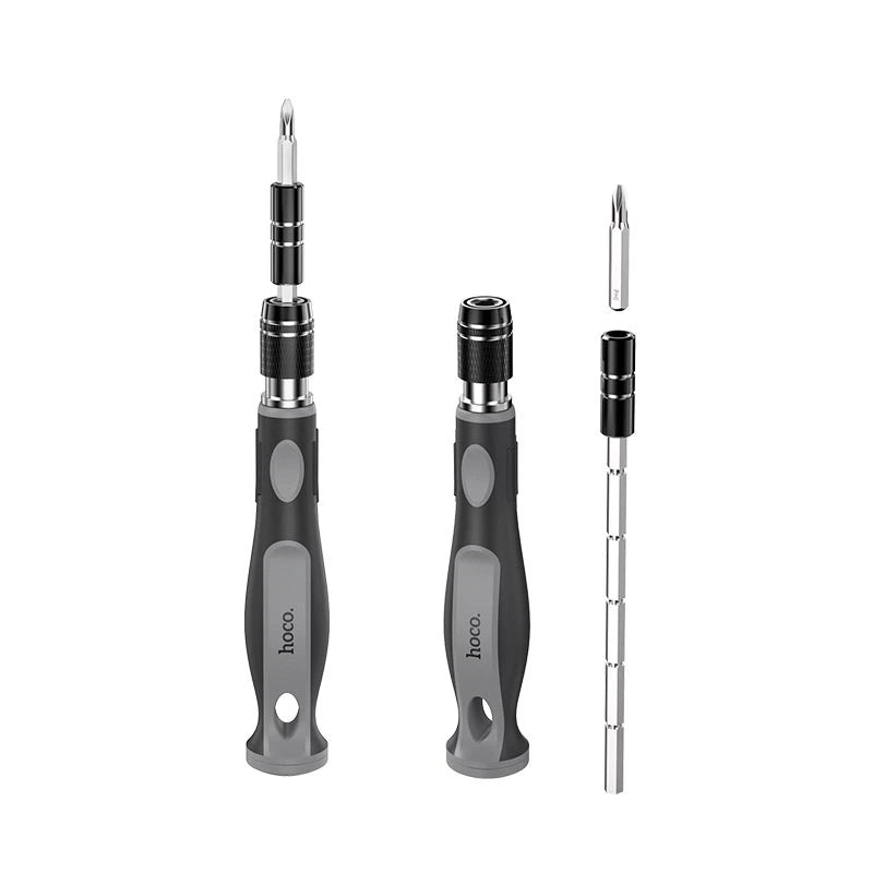 Hoco UT10 Precision Screwdriver handle layout demonstrating the integrated adjustable extension bar mechanism at Lebtech Store Lebanon.
