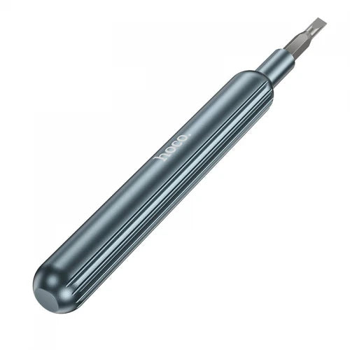 Hoco UT11 FixMaster Precision Screwdriver ergonomic premium aluminum alloy driver handle with an installed micro flathead bit at Lebtech Store Lebanon.
