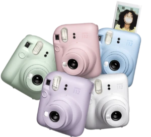 Fujifilm Instax Mini 12 Instant Cameras in all colors (Mint Green, Blossom Pink, Pastel Blue, Lilac Purple, Clay White) at Lebtech Store Lebanon.