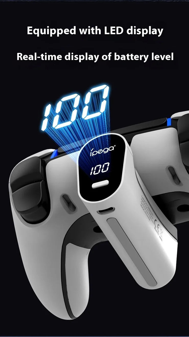 iPega PG-P5042 External Battery Pack highlighting the real-time LED digital battery level display screen - Lebtech Store.