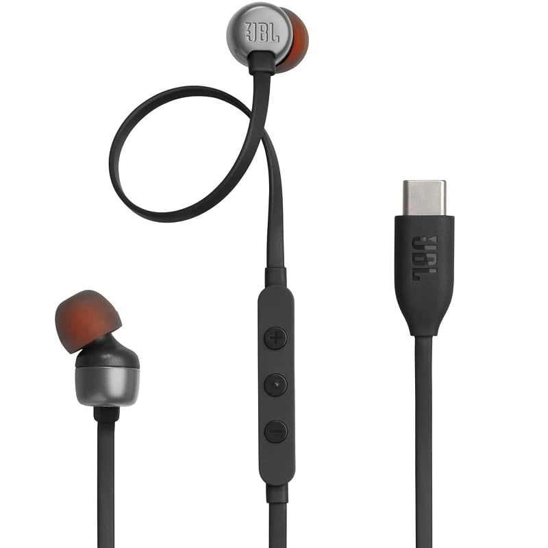 JBL Tune 310C black in-ear headphones with USB-C connector available at Lebtech Store.