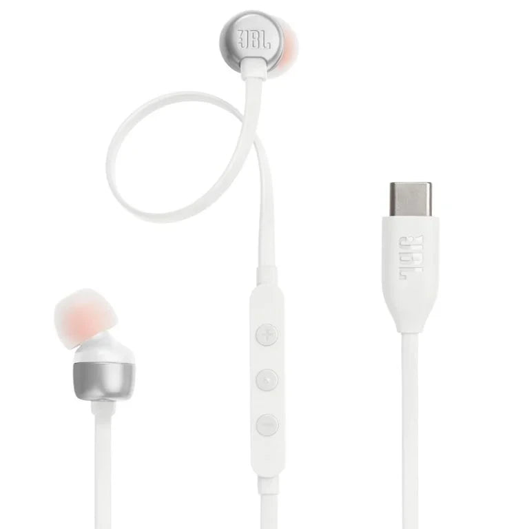 JBL Tune 310C white in-ear headphones with USB-C connector available at Lebtech Store.