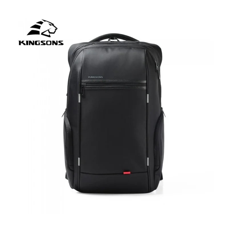 Black backpack with Kingsons logo on a white background