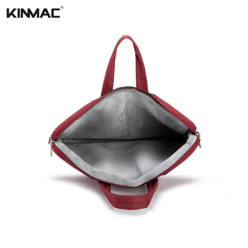 Red bag with gray interior on a white background, featuring the KINMAC brand.